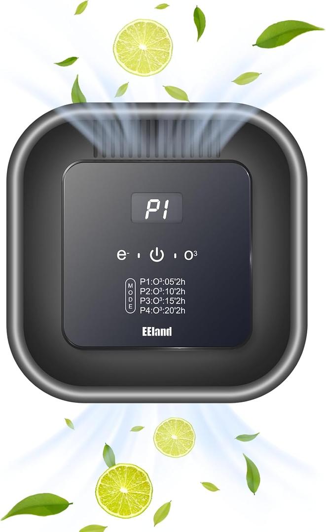 EEland Ozone Odor Eliminator 99% Cat Litter Deodorizer Pet Odor Eliminator for Home Ozone Ionizer Aroma Blocks 3-IN-1 Air Purifier for Room Wardrobe Toilet Shoe Cabinet Car New House Black (PET)