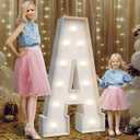 4FT Marquee Light Up Letters A,Party Decoration Large Marquee Letters with Weighted Water Bag,Pre-cut Foam Board Set Can Be Used for Birthdays,Weddings,Baby Anniversaries