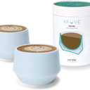 KRUVE IMAGINE Porcelain Latte Coffee Cups, Double Walled Espresso Cups, Glass Cups Set of Two - 8.5oz Thermal Spherical Design for Latte Art, Insulated Coffee Mugs for Heat Retention (Blue)