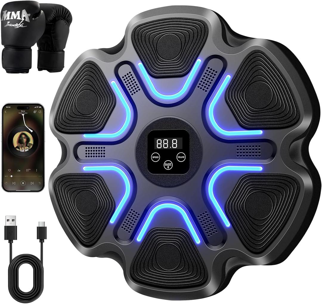 Smart Music Boxing Machine for Adults and Kids, Bluetooth Boxing Equipment with Boxing Gloves, Wall Mounted Electronic Punching Machine for Home Gym Workout Indoor