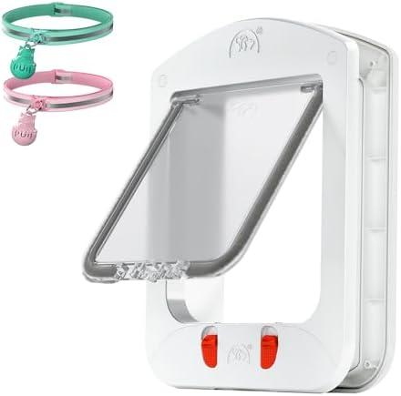 HIDROSIL Cat Door with Magnetic Keys, Suitable Interior/Exterior Door with 2 Sensor Keys, 4 Locking Ways, Frame Size 11.5 x 9 x 1.5inch, White
