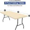 Homing Rectangle Table Cloth Cover, Waterproof Polyester Elastic Fitted Tablecloth, Fits for 8 Foot Folding Tables, Washable Table Protector for Picnic, Camping, Outdoor (Champagne, 30" x 96")