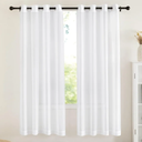 NICETOWN Sheer Curtains Panel 72" Long - Ring Top Window Treatment Sheer Voile Drapes for Bedroom/Living Room (White, Set of 2, W54 x L72)