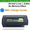 Compatible with Ryobi 40V 6.0Ah High-Output Battery, Compatible with Ryobi 40-Volt Mower Battery OP4050A OP4040A OP4030A OP4020A OP4015A OP4060A OP4075A and 40V Max Outdoor Cordless Power Tools