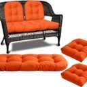 Wicker Chair Cushions 3 Piece Set, Waterproof Outdoor Cushions for Patio Furniture, Loveseat and U-Shaped Wicker Furniture Cushions, Orange