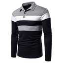 MorwenVeo Men's Fashion Polo Shirts Casual Long Sleeve Golf Shirts Color Block Cotton Tops Grey.M