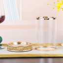 Pillar Candle Holders Set of 2,Hurricane Candle Holders,Candlesticks Holder With Glass Hurricane Lid,Metal Candle Holder For Coffee Dining Table, Wedding, Christmas, Home Decoration,Gold Candle Holder