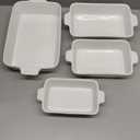 MALACASA Casserole Dishes for Oven, Porcelain Baking Dishes, Ceramic Bakeware Sets of 4, Rectangular Lasagna Pans Deep with Handles for Baking Cake Kitchen, White (9.4"/11.1"/12.2"/14.7"), Series