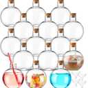 Jinei 15 Pcs 6 oz Spherical Plastic Potion Bottles Ball Shape Sand Art Bottles with Funnel Christmas Cocktail Ornament Balls Candy Jar for DIY Wedding Party Crafts Decoration, (Wood Color, Cork) 