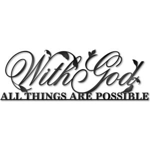 Vivegate With God All Things Are Possible Sign Metal Wall Decor, 18"X12" Inch Religious Scripture Black Christian Bible Verses Everthing Is Possible with God Bibical Wall Hanging Decoration
