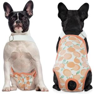 QBLEEV Dog Diapers Female Washable Sanitary Pantie with Adjustable Suspender, Reusable Doggie Diaper Puppy Diapers Male Cute Pet Period Panties for Dogs in Heat, Dog Underwear for French Bulldog XL (Orange)