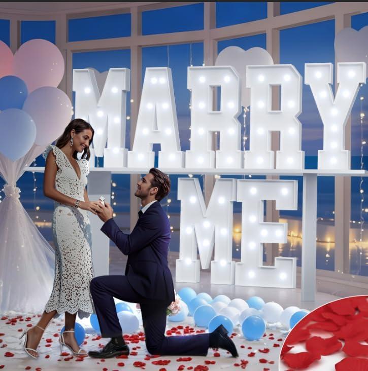 Marry Me Light Up Letters, 7pcs Will You Marry Me Sign Decorations, 3FT Marry Me Letters for Proposal Decorations, Large Romantic Engagement Wedding Party Decor