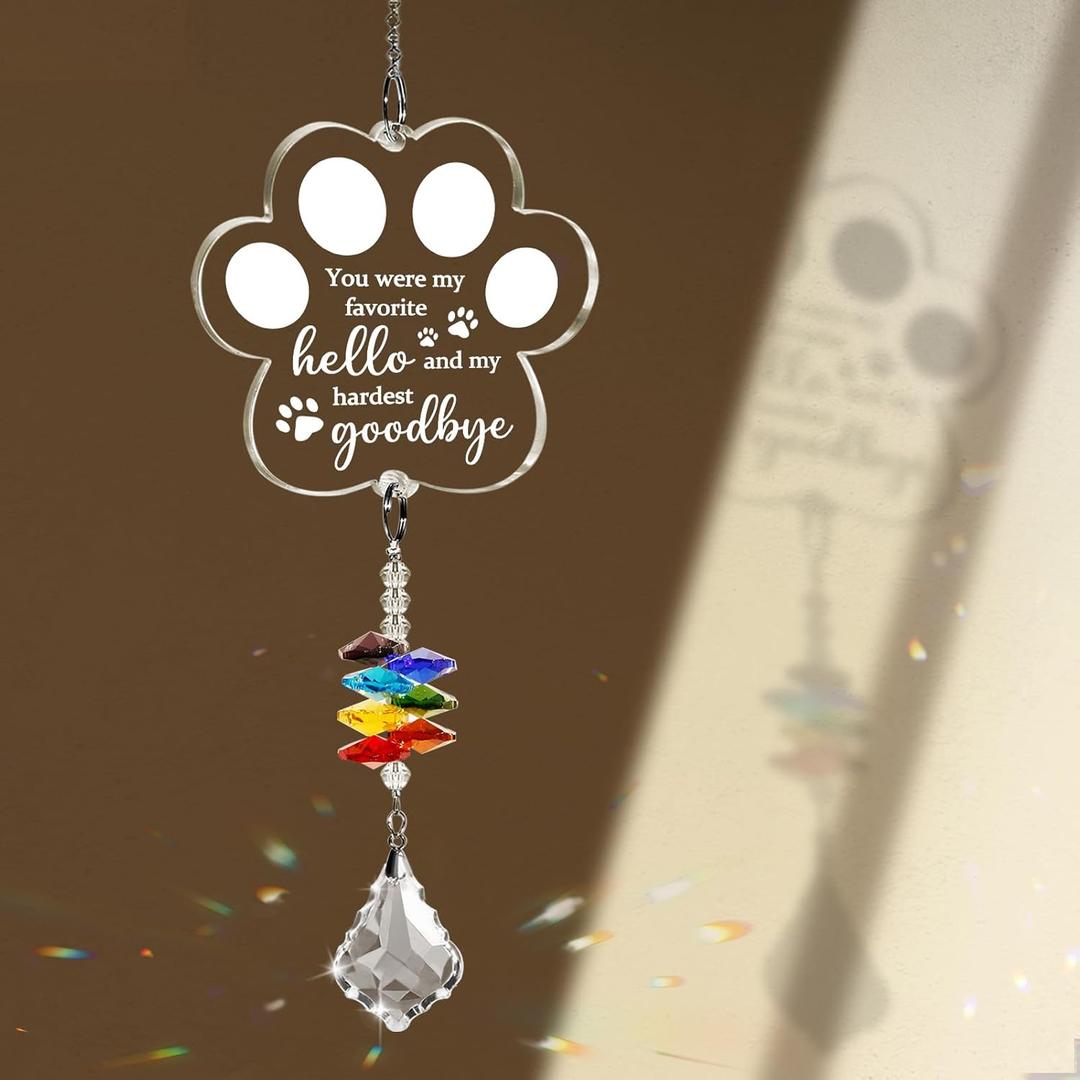 Pet Memorial Gifts for Dogs, Loss of Dog Sympathy Suncatcher, Pet Loss Passing Away Bereavement Remembrance Sympathy Gifts, in Memory of Cat Sun Catcher