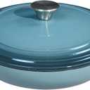 Braiser Enameled Cast Iron Braiser 3 qt Braiser Pan with Lid Slateblue Shallow Cast Iron Casserole Braiser Pan with Handles