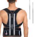 Hurmoya Back Brace Posture Corrector for Women and Men, Lower and Upper Back Pain Relief, Hunchback and Scoliosis Straightener with 2 Removable Metal Splints Support, Adjustable Straps Belt Waist Size S