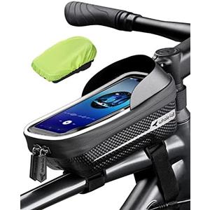 whale fall Hard Casing Bike Bag, Bike Accessories for Adult Bikes, Gifts for Men, Mens Gifts for Birthday,Bicycle Enthusiasts,Sturdy/Lighter/Waterproof, 4” - 6.9” Cellphone, Black-Reflective Strip