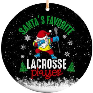 2 x 2025 Christmas Ornament - Santa's Favorite Lacrosse Player Ceramic Ornament, Tree Decor Gifts for Lacrosse Player, Gift-Ready Keepsake for Lacrosse Enthusiasts, Family, Friends
