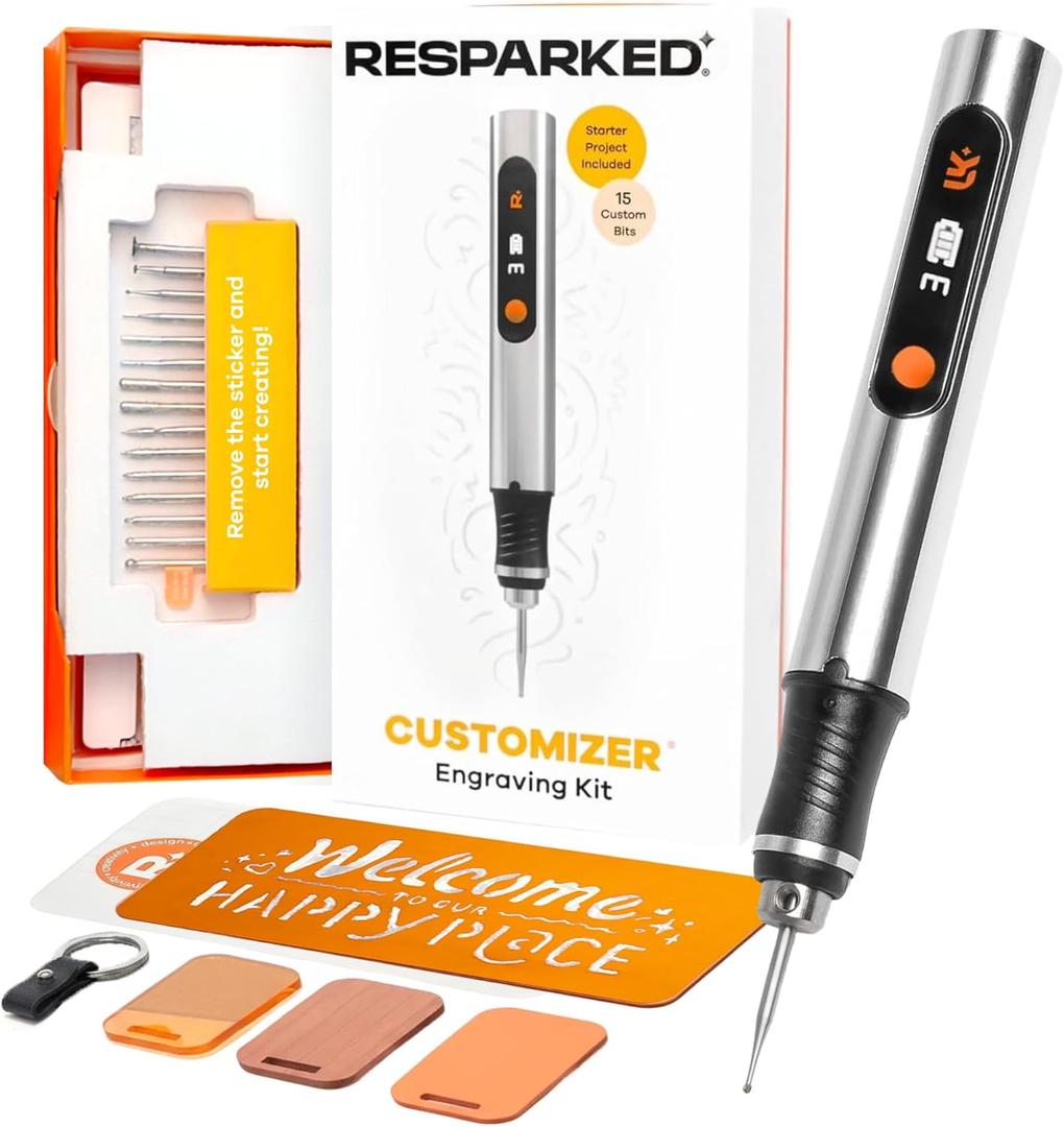 Resparked Customizer Special Edition Engraving Kit  DIY Starter Set with Engraving Pen, Bits & Materials  Create Personalized Keychains, Magnets & Metal Art  Giftable Craft Kit for Beginners