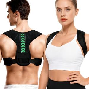 Posture Corrector for Women and Men, Adjustable Back Brace Posture Corrector for Upper & Mid Spine Support, Breathable Back Brace for Improving Neck, Shoulder and Back Posture Pain Relief, One Size (Black)
