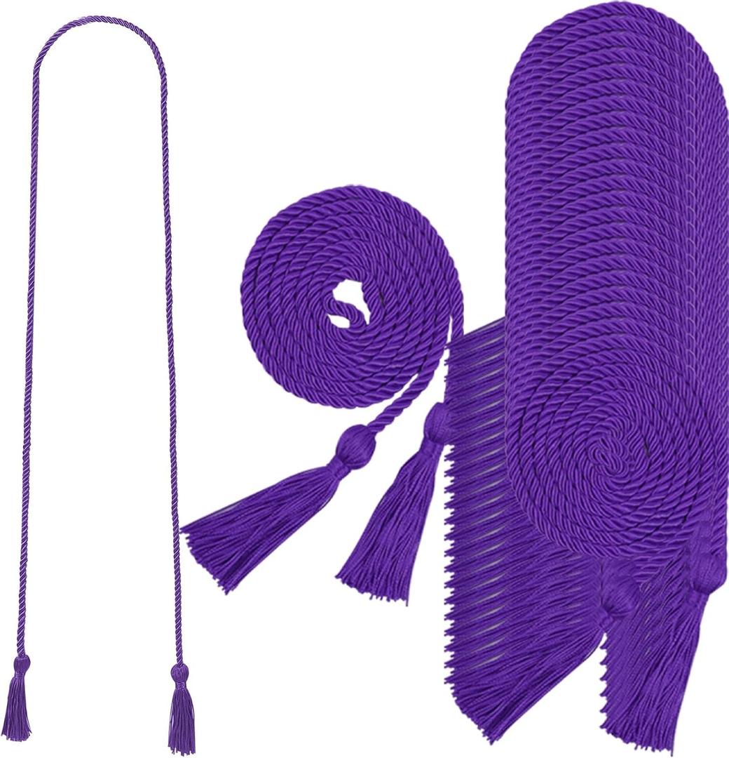 24 pcs Graduation Honor Cords 68" Grad Braided Honor Cord with Tassel Honor Rope Grad Cords Bulk for Graduation Students Bachelor Master Doctoral Gown Grad Decor (Purple)