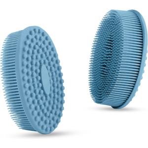 Silicone Body Scrubber - Dual-Sided for Scrubbing & Massaging, Exfoliating Body Scrubber Loofah for Women (Blue)