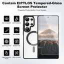 Strong Magnetic for Samsung Galaxy S25 Ultra Case, 2 Case&2 Screen Protector for S25 Ultra Phone,Mil-Grade Drop Protection,Clear and Black