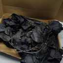 12 Pcs Black Roses Artificial Flowers with Long Stem, Faux Silk Rose Bouquet Realistic Lifelike Fake Floral Bundles for Halloween Valentine's Day Wedding Party Table Centerpiece Decor, Small