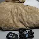 Electric Heated Blanket Full Size 72"x84", Dual-Sided Soft Flannel & Sherpa, LCD Display 10 Heat Settings with 1-12H Timer & Overnight Safe, Bed & Couch, Machine Washable, Light Brown