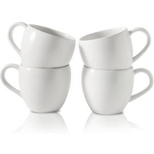 Coffee Mugs Set of 4, Stoneware 16 oz Coffee Cups for Latte, Tea, Milk, Cappuccino, Ceramic Tea Cups for Housewarming Wedding Gift, Microwave & Dishwasher Safe, Matte White