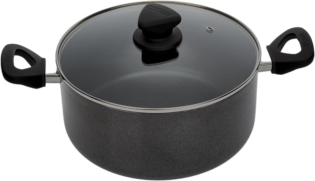 IMUSA USA IMU-91635 Nonstick Stock Pot with Glass Lid 4.8-Quart, Charcoal