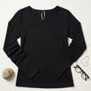 Women's Classic Crew Neck Long Sleeve T-Shirt, Casual Soft Cotton Base Layer, Lightweight Comfortable Tee for Daily Wear S