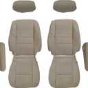 NLQR Front Driver & Passenger Side Bottom & Top Back & Armrest Cover & Headrest Cover Replacement Seat Covers Microfiber Leather Tan fit for Toyota Sequoia Tundra 2000 2001 2002 2003 2004 2005 2006