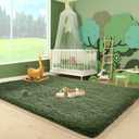 Ophanie Gray Green Grass Area Rugs for Bedroom, 3x5 Shag Fluffy Carpet, Fuzzy Furry Plush Soft Cute Kids Baby Girls Shaggy Bedside Floor Rug for Teen Dorm Nursery Home Decor Aesthetic