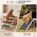 Dog Stairs/Steps, 2-in-1 Foldable Wooden Pet Stairs, Wood Frames and Non-Slip Carpet Suitable for High Beds, Car, Couch, Durable Wooden Dog Stairs for Small Medium and Large Dogs,4 Steps