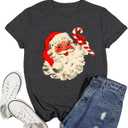 Christmas Shirts for Women Christmas Santa Snowflake T-Shirt Xmas Holiday Tops (XX-Large, Grey1)