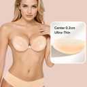 Sticky Push Up Bra for Women,Adhesive Invisible Silicone Lift Bra with Reusable Nipple Covers for Backless Dress Beige (Beige)