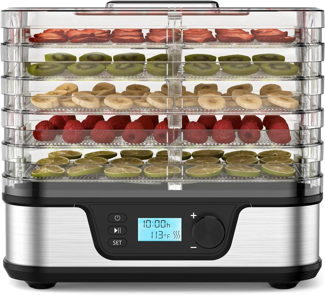 Electactic 5-Tray Food Dehydrator with 72H Timer, Adjustable Temperature | Stainless Steel, BPA-Free Trays, 350W, for Meats, Jerky, Fruits, Veggies and Pet Treats