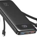 Charmast 20000mAh Portable Charger with 4 Built-in Cables & 6 Outputs, 20W Power Bank Fast Charging - USB C External Battery Pack for iPhone 16 15 14, Android, iPad, Tablet & More (Travel Essential)