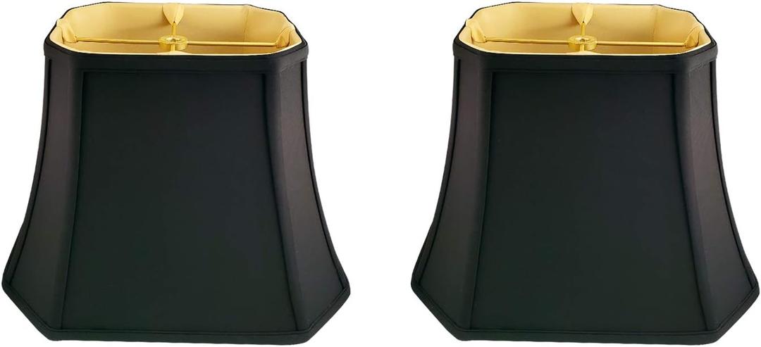 Royal Designs, Inc. BSO-710-12BLK/GL-2 Rectangle Cut Corner Basic Lamp Shade, (5x6.5) x (8x12) x 10, Black with Gold, 2-Pack