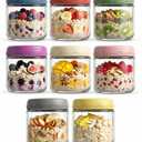 10oz 8Pack Glass Overnight Oats Jars Containers with Airtight Leakproof Lids, Reusable Mason Jars for Meal Prep, Yogurt Parfaits, Smoothies, Salads & Healthy Breakfasts(10oz-8Pack)