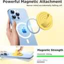 Upgraded Magnetic Phone Grip, Compatible with MagSafe, Silicone Comfy Removable Loop Grip, Phone Grip Finger Ring Holder for Back of Phone for iPhone Pro Max/Plus/16/15/14/13/12, Yellow