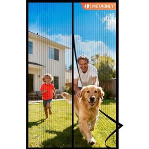 METAONLY Magnetic Screen Door Mesh Fits 36" x 80" Door - Curtain Size 38" x 82", Works for Patio, Sliding Door, Keeps Bug Mosquito Out, Fresh Air Flow, Black