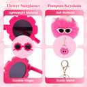 WINOWIMO Personalized Mini Fanny Pack for Kids with Sunglasses & Cute Keychain, Small Initial Belt Crossbody Bag Purse for Teen Girls, Birthday Gifts for 3 4 5 6 7 8 9 10 Years Old Kid (E, Rose Pink)