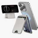 Mag-Safe Wallet Magnetic Wallet for iPhone Lightweight Magnetic Phone Wallet Stand Adjustable Leather Magnetic Card Holder for iPhone 16/15/14/13/12 Series, Size Not for iPhone Mini (Grey)