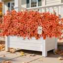 Alupssuc 24 Bundles Artificial Fall Mums Flowers for Outdoors Decoration, UV Resistant Silk Violet and Faux Eucalyptus Autumn Fake Plants for Outside Indoor Yard Home Patio Porch Decor, Fall Red