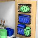 YIGII 3 Pack Adhesive Cabinet Organizer - Wall Mounted Pantry Door Organizer Bin Holder for Tupperware Lid Kitchen Wall Under Sink Basket Slim Space Black Stainless Steel