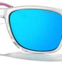 MERRY'S Unisex Polarized Aluminum Sunglasses Vintage Sun Glasses For Men/Women S8286 (Transparent Frame/Blue Mirror Lens/Pink Temples)