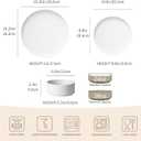 GZG Classic Series - Plates and Bowls Set for 6, 18 Piece Stoneware Dinnerware Sets, Microwave and Dishwasher Safe Lead-Free Handcrafted Ceramic Dishes Set - Ivory White