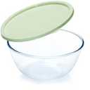 NUTRIUPS 4.7 Quart Large Glass Mixing Bowl with Lid, Deep Big Glass Bowl Large Salad Bowl, Green