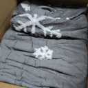 Bedsure Fluffy Duvet Cover Set - Ultra Soft Plush Shaggy Comforter Cover Queen Size, Warm Flannel Fleece Bed Sets for Winter, 3 Pieces, Snowflake Pattern, Grey (Queen (90" x 90"))